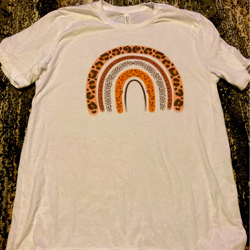 Never worn, cheetah rainbow boho tshirt.. Bella Canvas Size Large